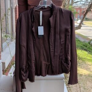 sz 4 In Jaga Padded Raw Edges Dark Brown Blazer With Stars On The Back